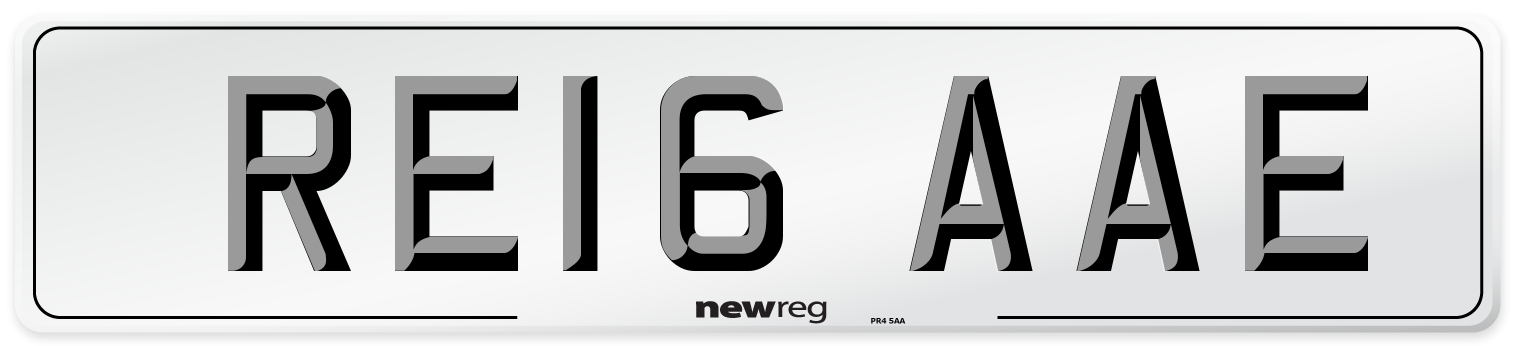 RE16 AAE Number Plate from New Reg